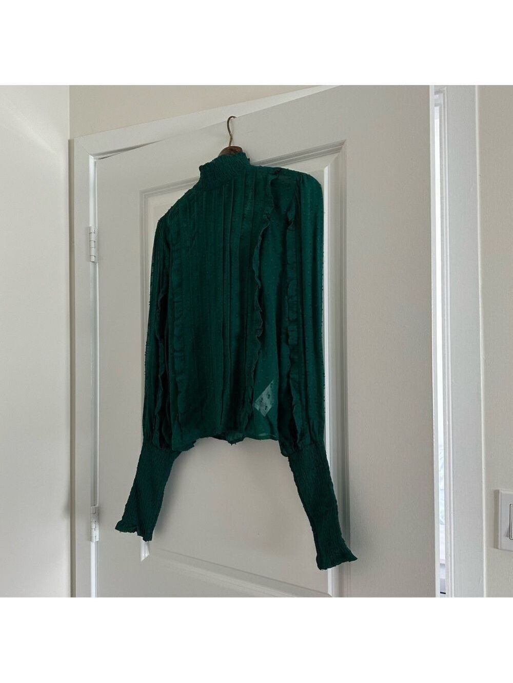 Farm Rio Emerald Ruffle Long Sleeve Blouse - Picture 6 of 11